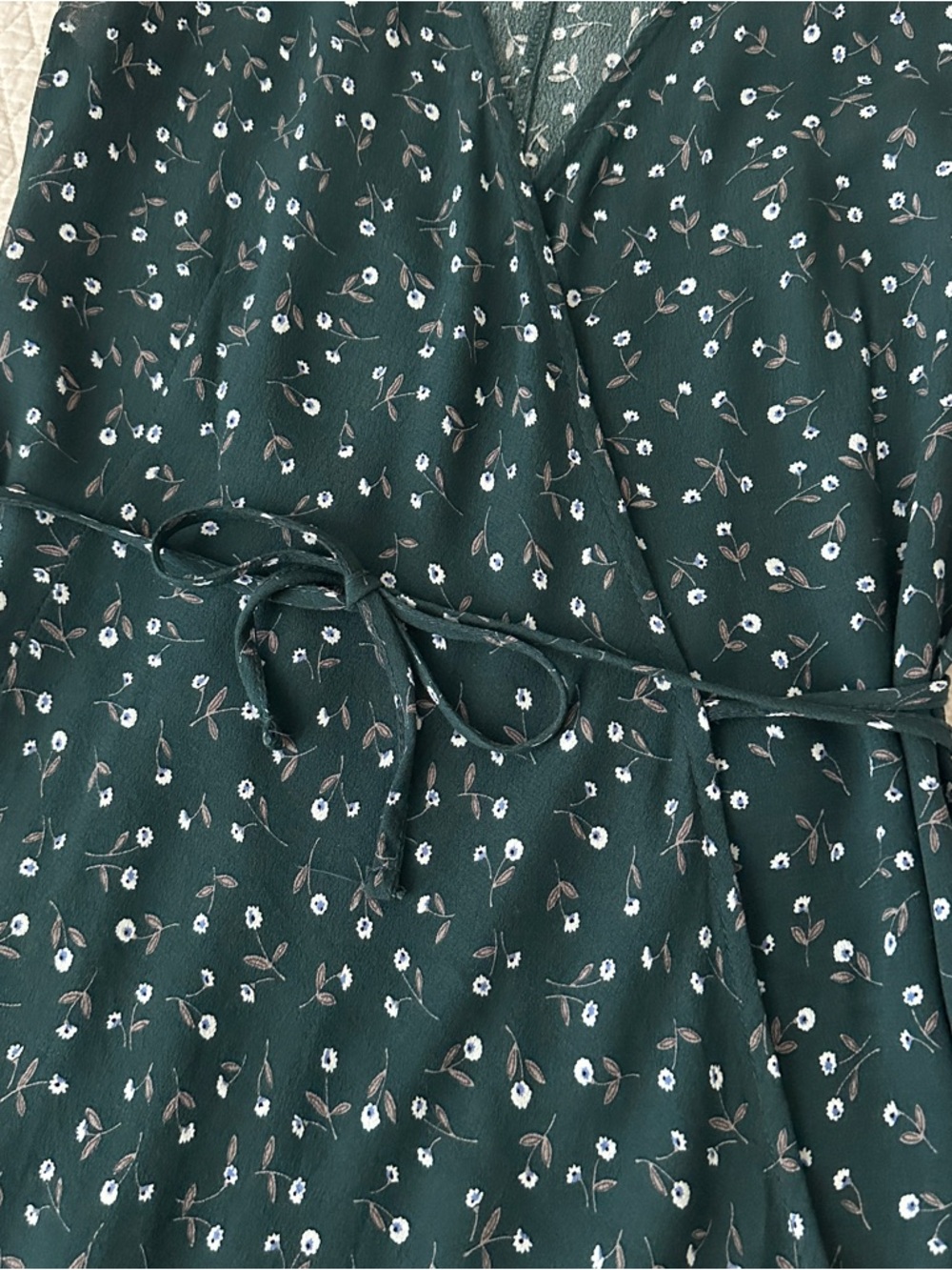 Brandy Melville Robbie Green Ditsy Floral Wrap Dress - Picture 9 of 16